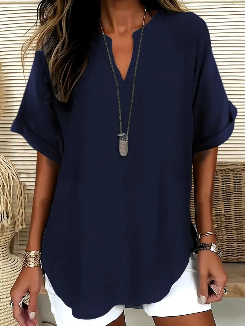 Women's Loose Ice Silk Casual Shirt | Bat Sleeve