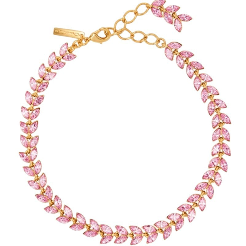 Elegant Crystal Leaf Necklace | Vintage Jewellery