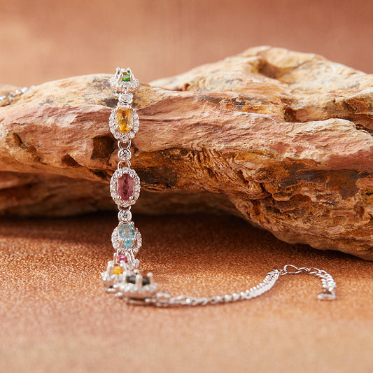 Natural Tourmaline Bracelet | 925 Sterling Silver - gallify.store