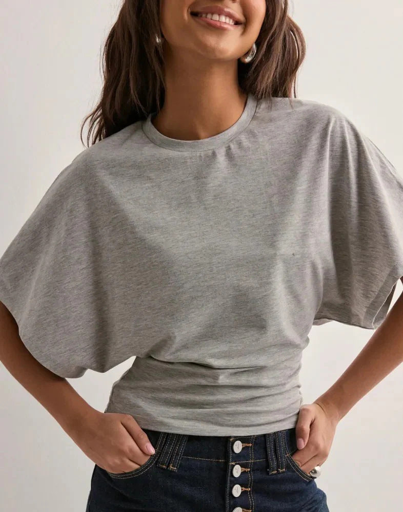 Women's Korean Bat Sleeve Round Neck T-Shirt