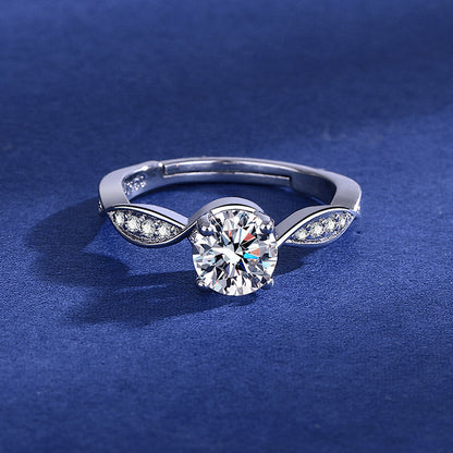 Diamond Simulant Ring for Women - Adjustable Opening