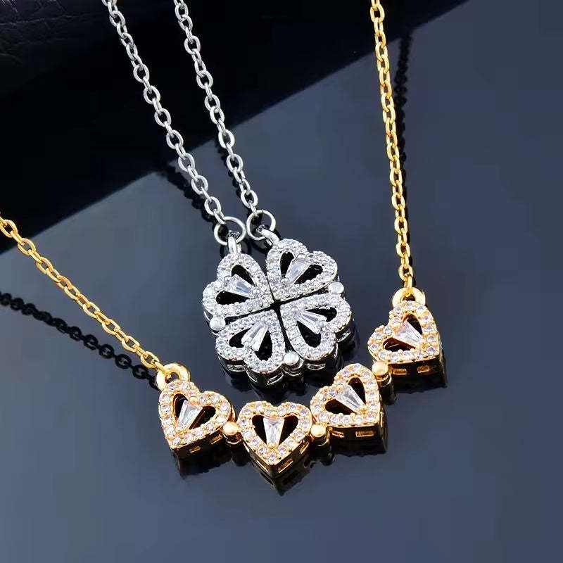 Heart-Shaped Magnetic Necklace | Zircon Stones - gallify.store
