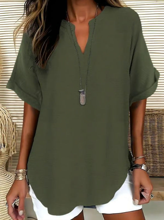 Women's V-Neck Short Sleeve 3D Print Shirt