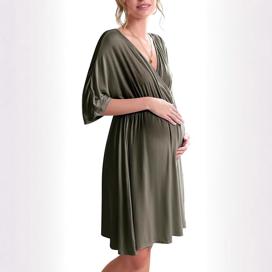 Women's Maternity Nursing Dress | V-Neck A-Line