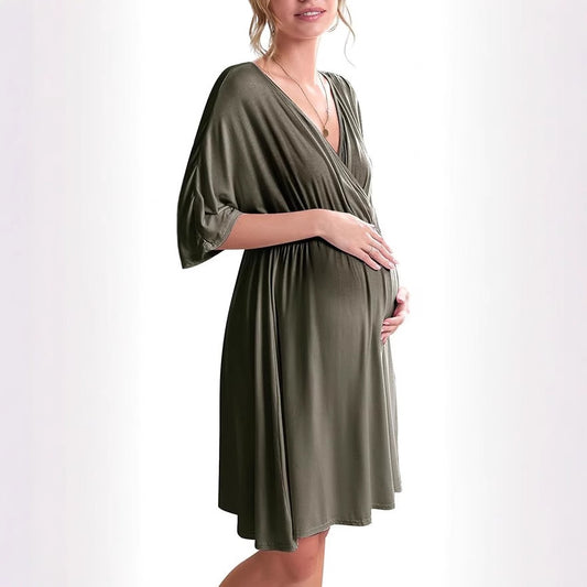 Women's Maternity Nursing Dress | V-Neck A-Line