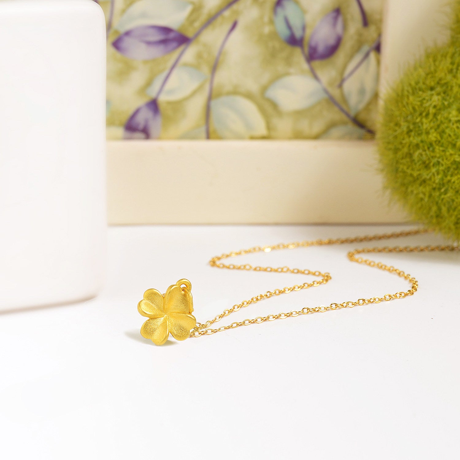 999 Pure Gold Four-Leaf Clover Pendant Necklace - gallify.store