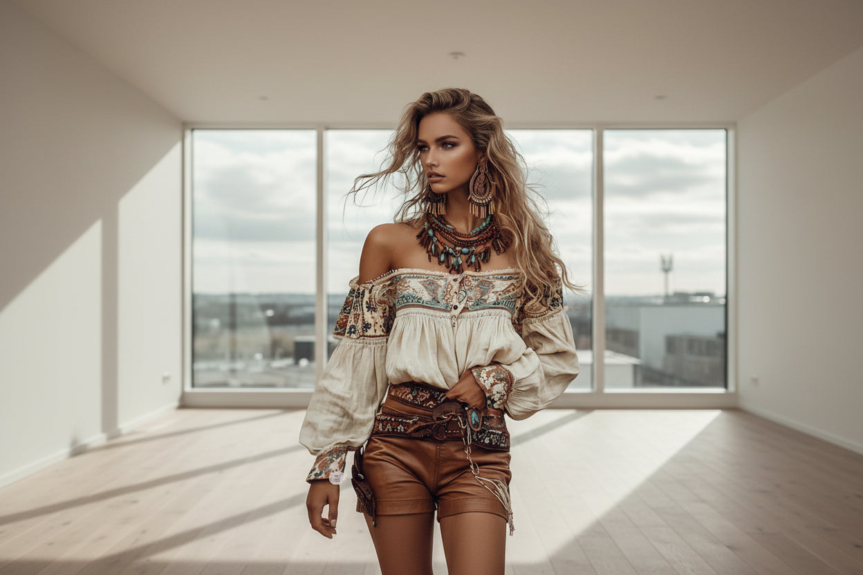 Bohemian Print Women's Cardigan Shirt | Ethnic Pattern, Loose Fit