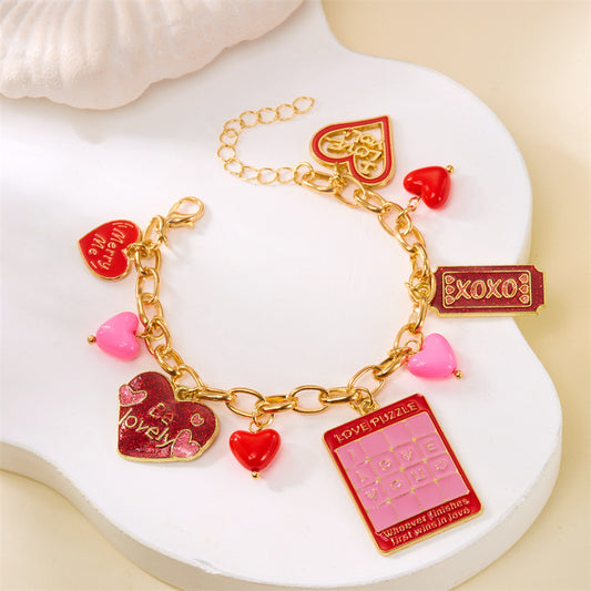 Peach Heart Multi-element Pendant Bracelet - gallify.store
