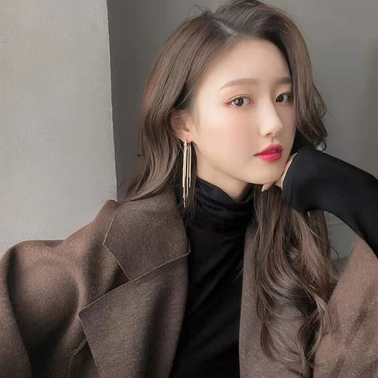 Long Geometric Tassel Earrings - Gold & Silver Copper