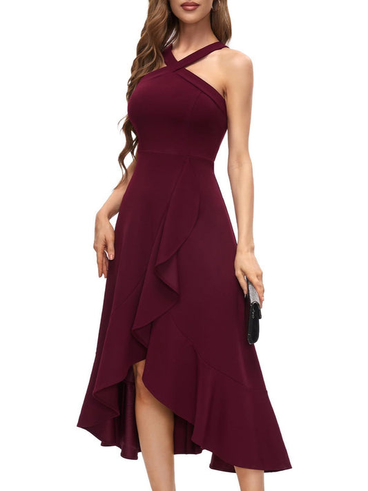 Womens Spandex Halter Neck Evening Dress