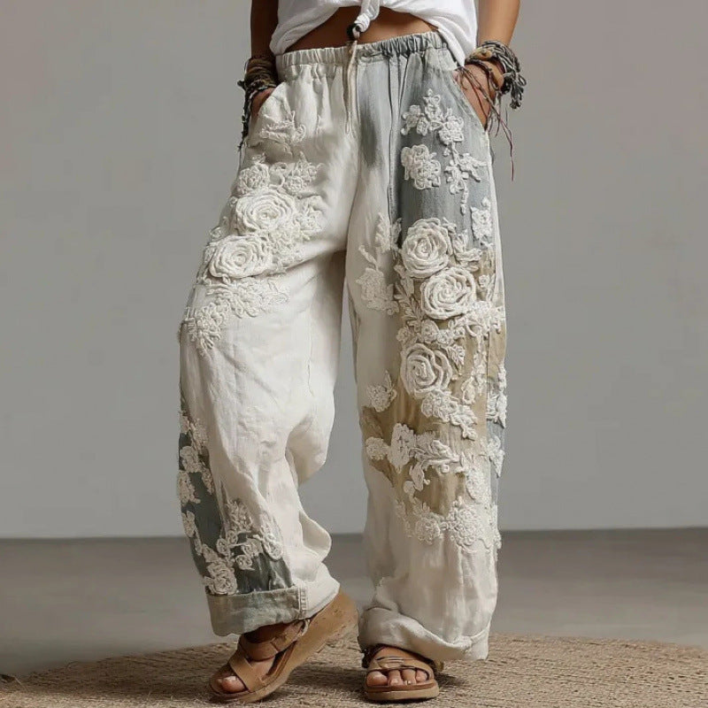 Floral Print Straight Leg Trousers | Mid Waist