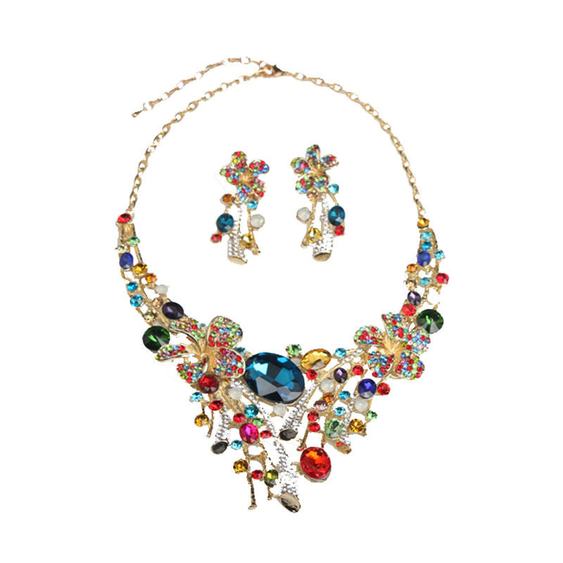 Crystal Floral Necklace & Earrings Set – Wedding Jewellery