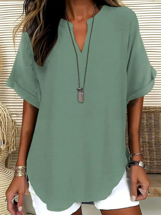 Women's V-Neck Short Sleeve 3D Print Shirt