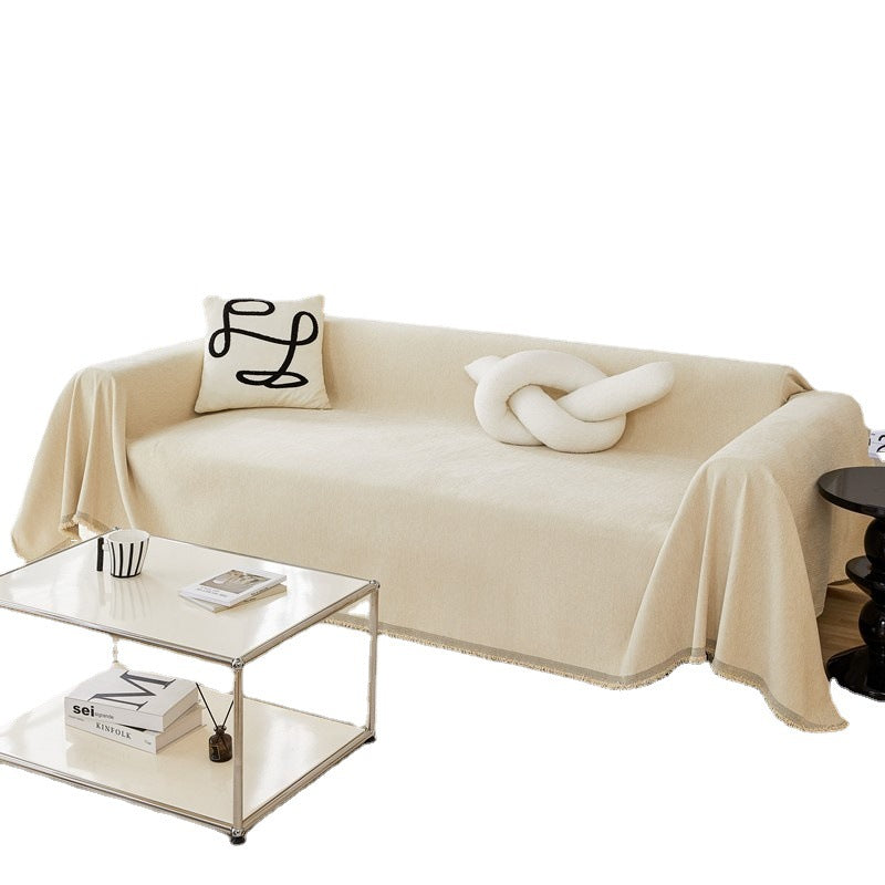 Solid Colour Chenille Sofa Cover | Herringbone, Anti-Wrinkle