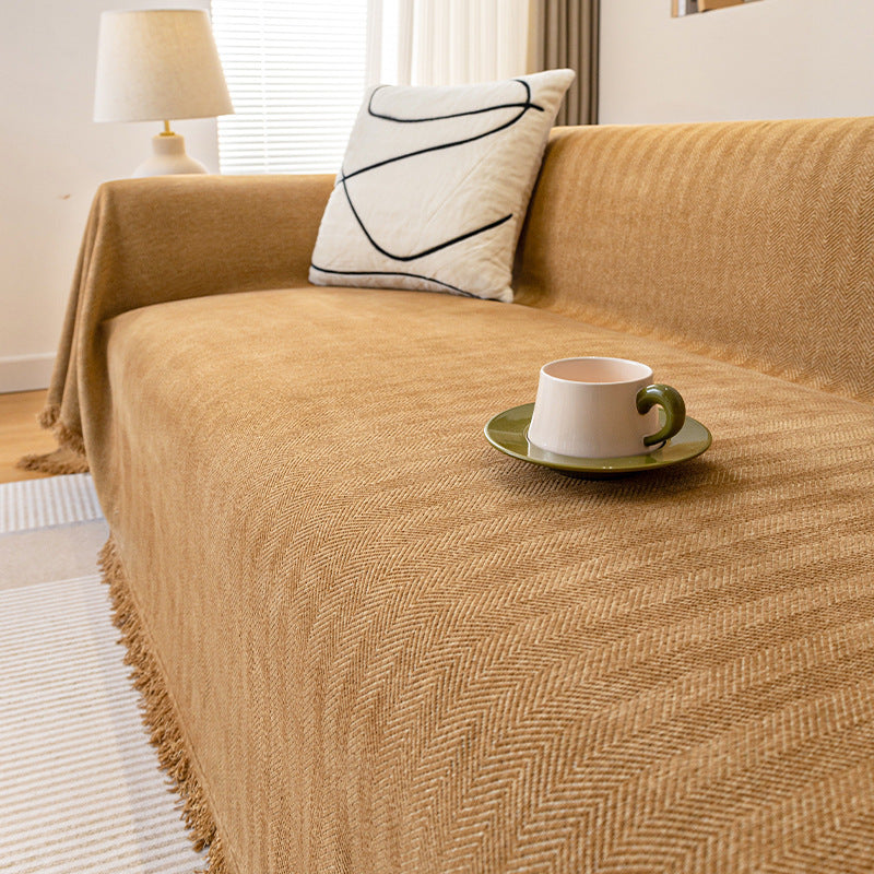 Chenille Herringbone Sofa Cover | Anti-Wrinkle, Machine Washable