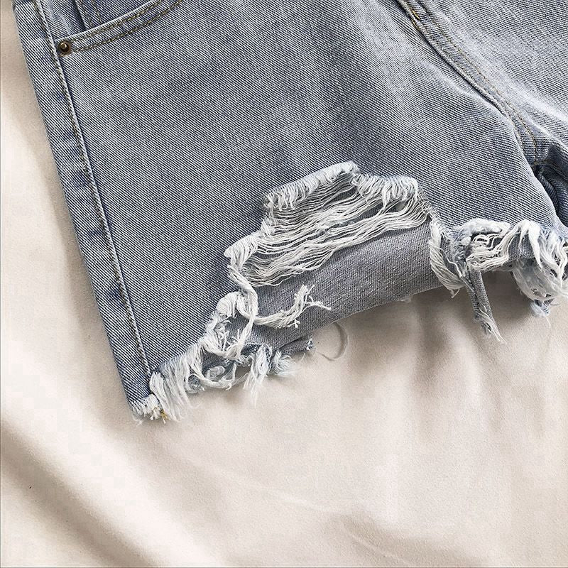 Women's Ripped Denim Shorts | High Waist Wide Leg