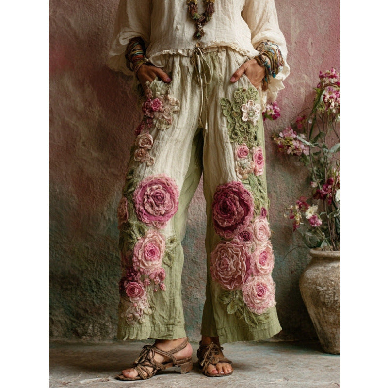 Floral Print Straight Leg Trousers | Mid Waist