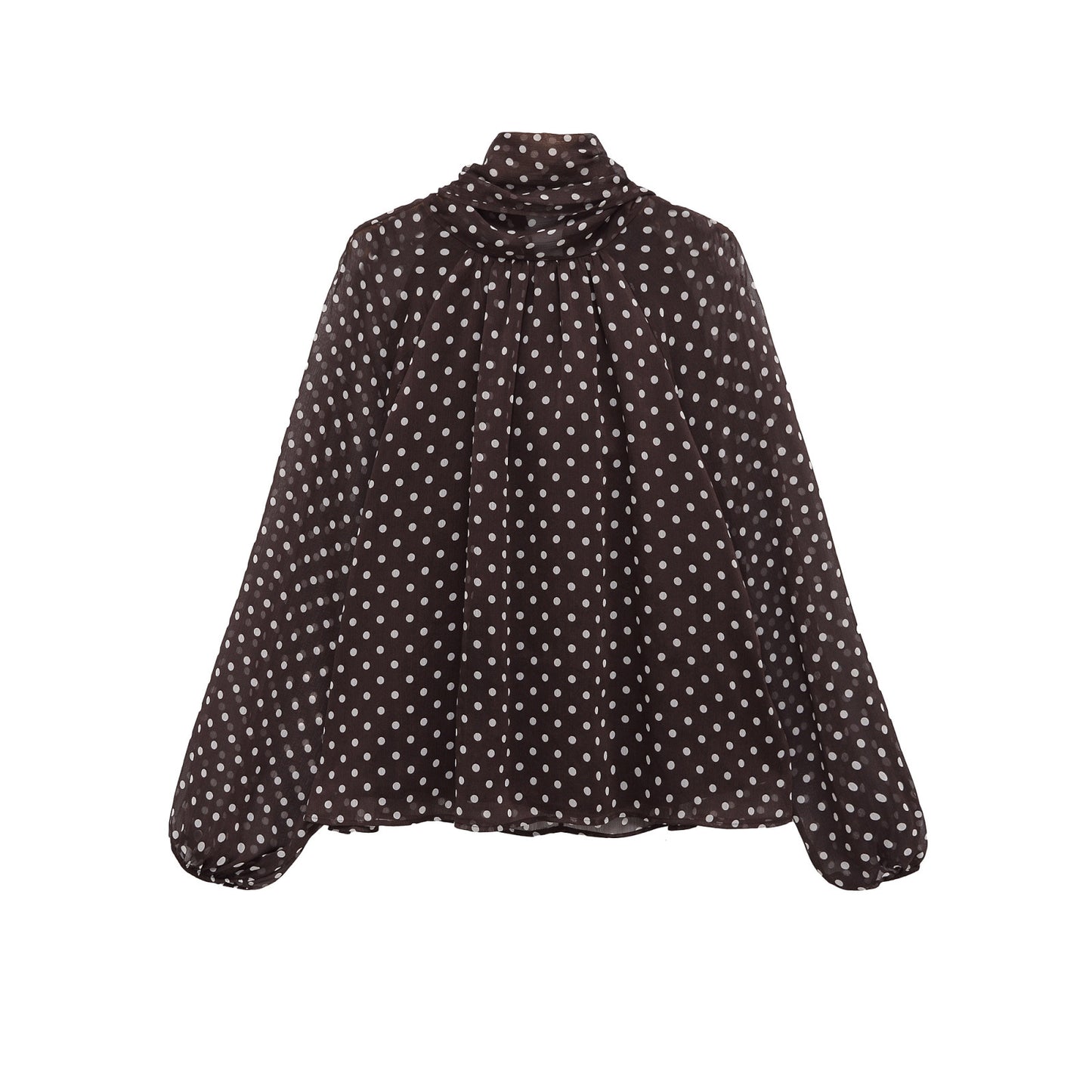Women's Bow Polka Dot Shirt | Long Sleeve Retro
