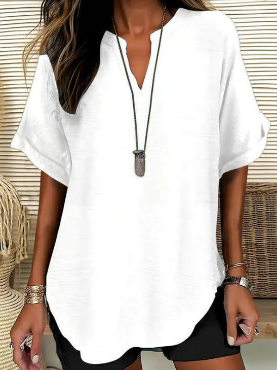 Women's Loose Ice Silk Casual Shirt | Bat Sleeve