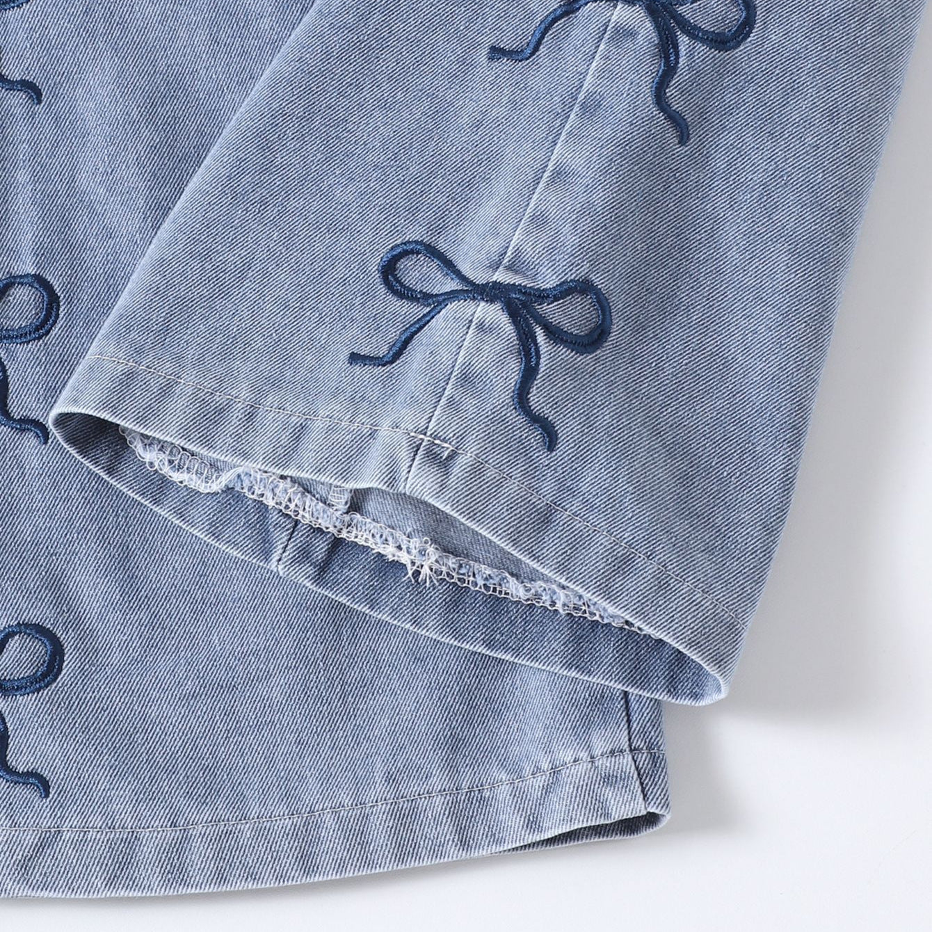 Girls 2-Piece Cotton Bow Sleeve Outfit | Denim Pants Set - gallify.store