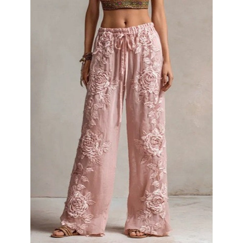 Women's Wide Leg Printed Trousers | Retro Style