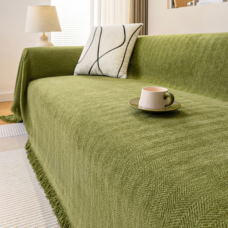 Chenille Herringbone Sofa Cover | Anti-Wrinkle, Machine Washable