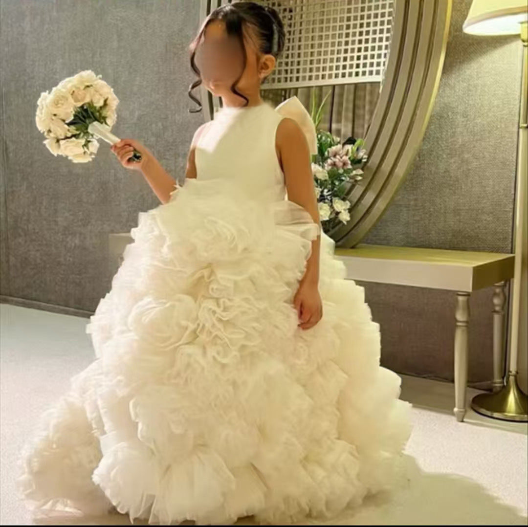 Girls 3D Floral A-Line Dress | Elegant Party & Wedding Outfit - gallify.store