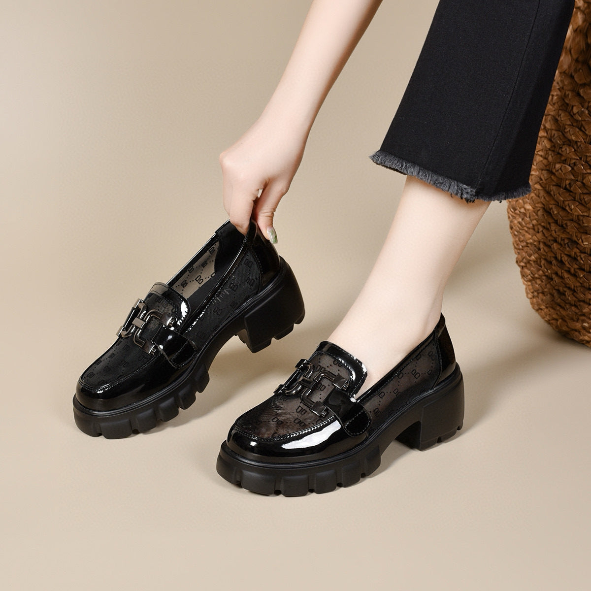 Mesh Platform Slip-On Loafers | Chunky Sole Women's Shoes