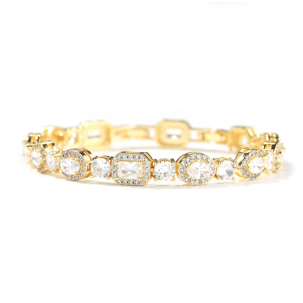 Geometric Zircon Bracelet - Adjustable Copper Chain
