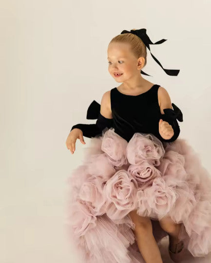 Girls 3D Floral A-Line Dress | Elegant Party & Wedding Outfit - gallify.store