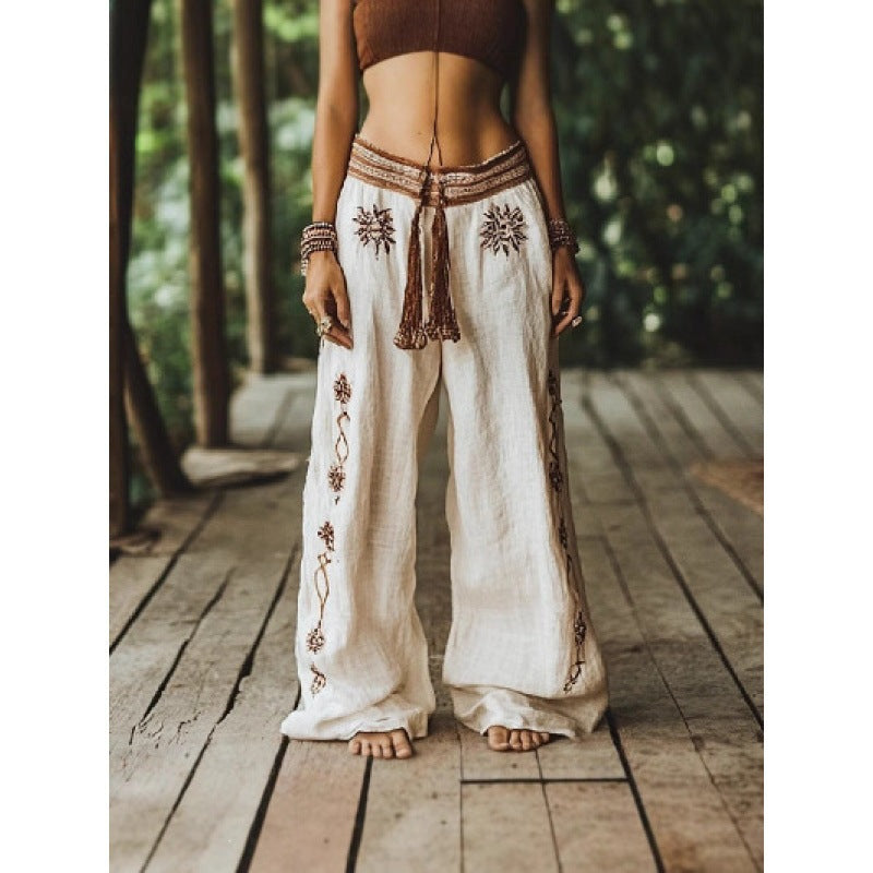 Women's Wide Leg Printed Trousers | Retro Style
