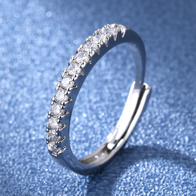 Diamond Simulant Ring for Women - Adjustable Opening