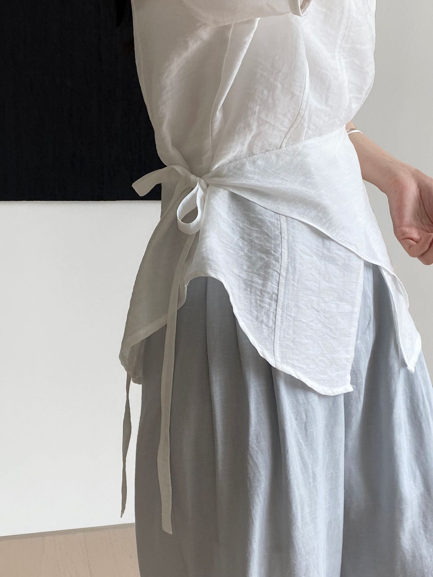 Women's Tencel Linen Puff Sleeve Shirt | Korean Style