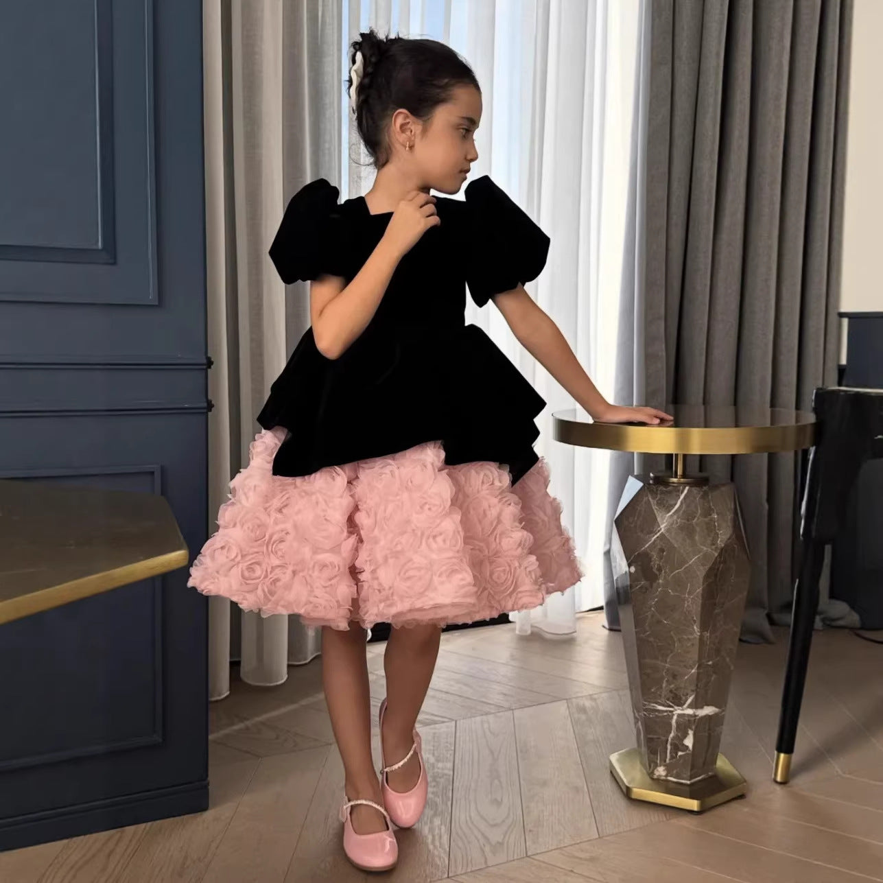 Girls Black Princess Dress | Elegant Formal Occasion Outfit | - gallify.store