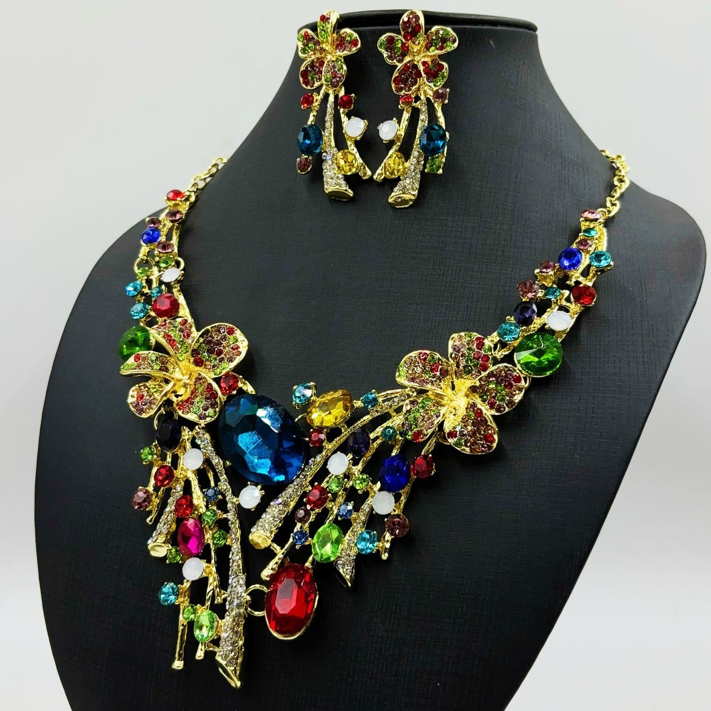 Crystal Floral Necklace & Earrings Set – Wedding Jewellery