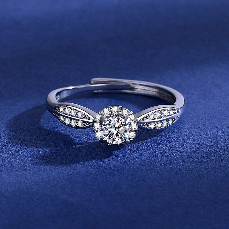 Diamond Simulant Ring for Women - Adjustable Opening