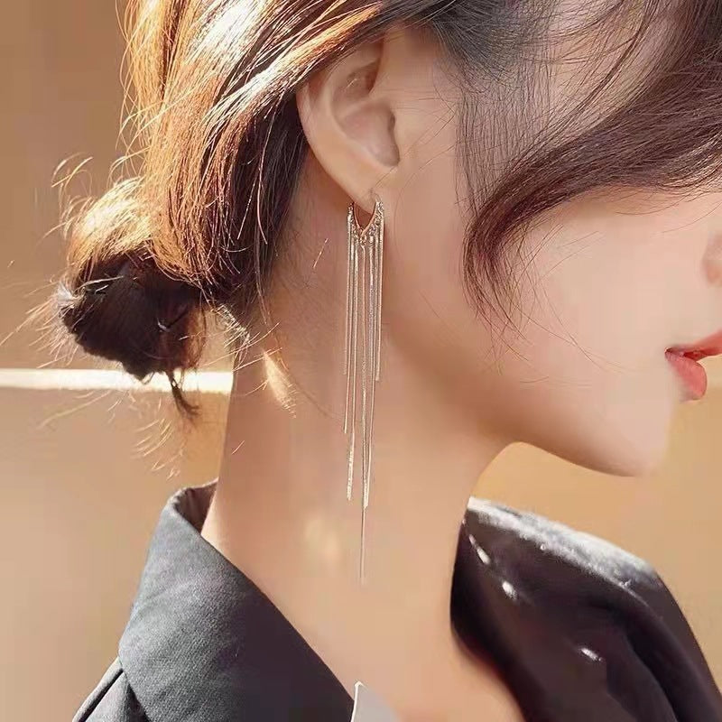 Long Geometric Tassel Earrings - Gold & Silver Copper