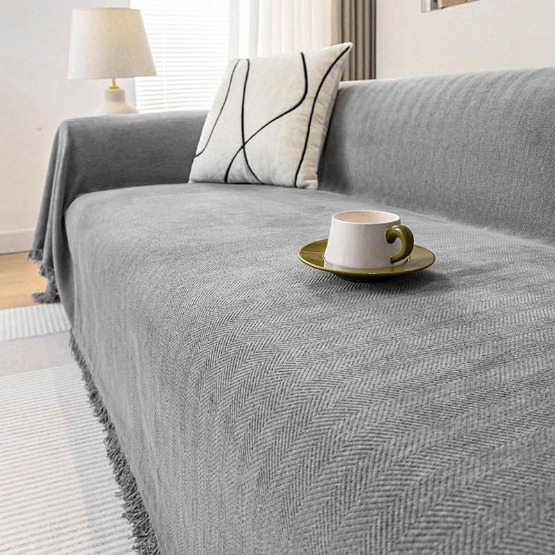 Chenille Herringbone Sofa Cover | Anti-Wrinkle, Machine Washable