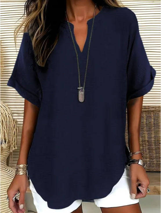 Women's V-Neck Short Sleeve 3D Print Shirt