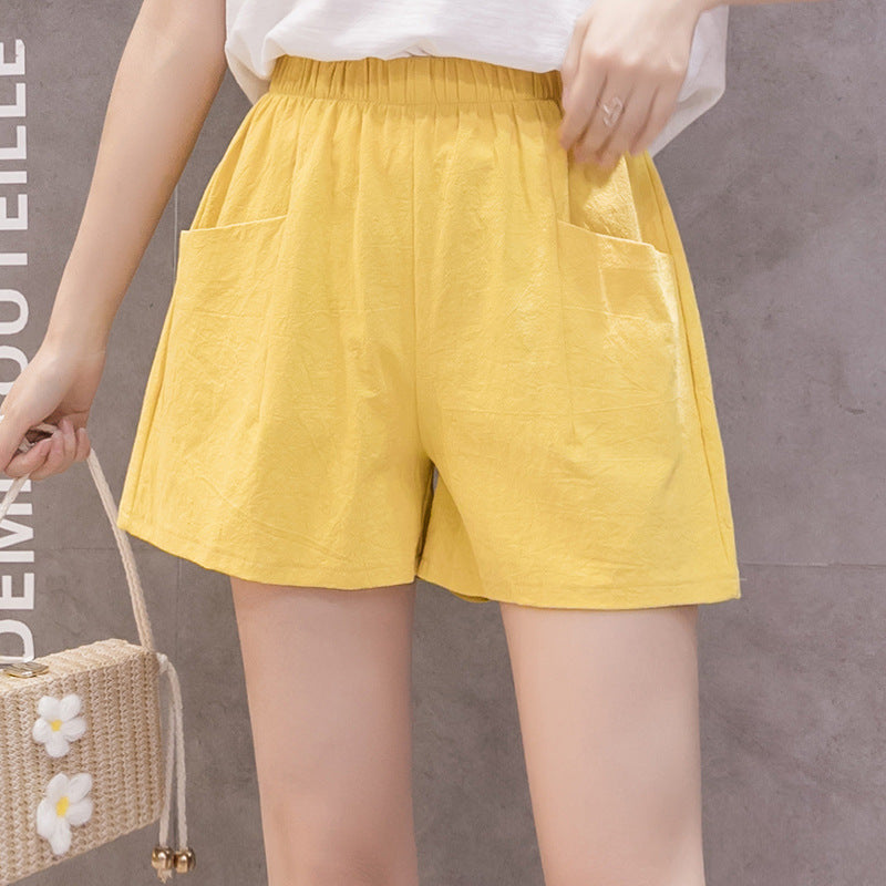 Women's Cotton Linen Casual Shorts | Elastic Waist