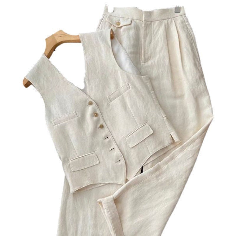 Denim Vest & Wide Leg Pants Set | Korean Style