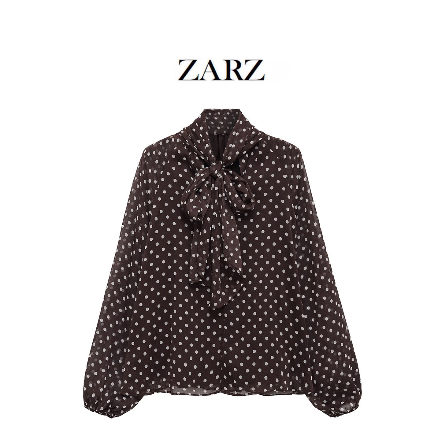 Women's Bow Polka Dot Shirt | Long Sleeve Retro