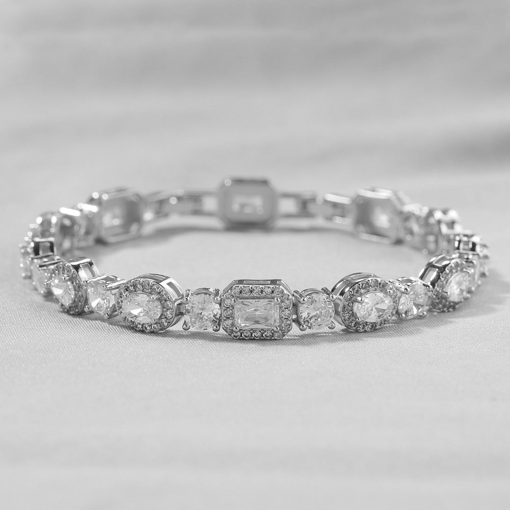 Geometric Zircon Bracelet - Adjustable Copper Chain