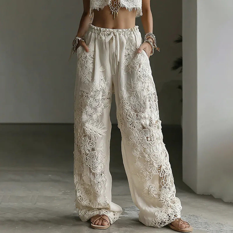 Floral Print Straight Leg Trousers | Mid Waist