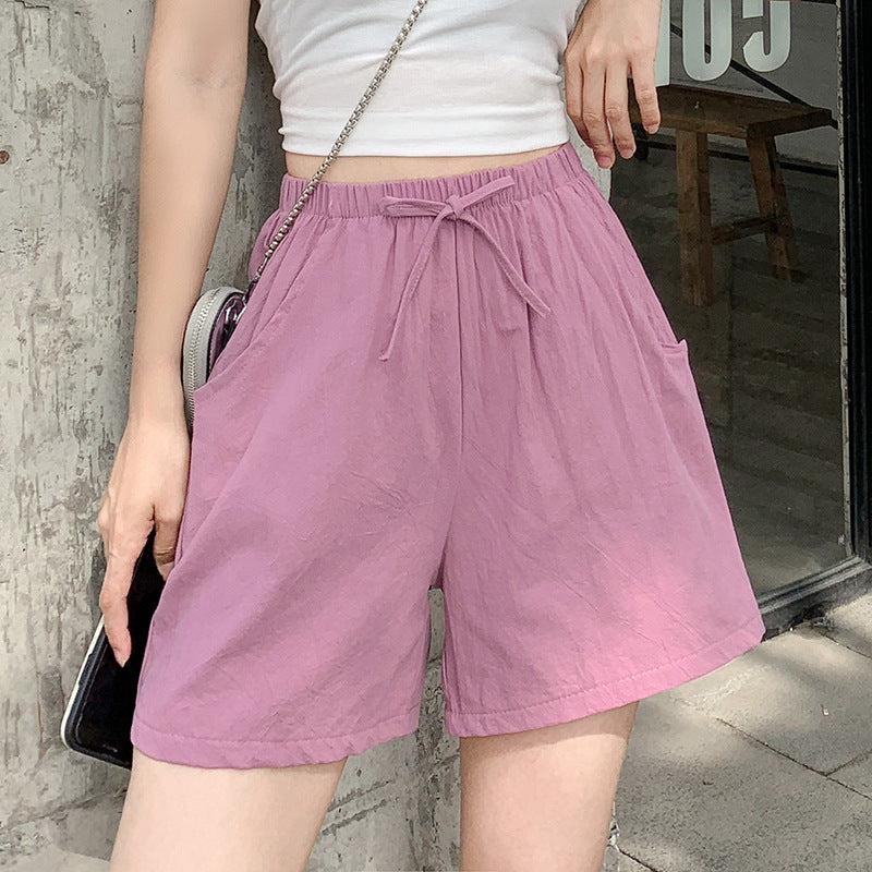 Women's Cotton Linen Casual Shorts | Elastic Waist