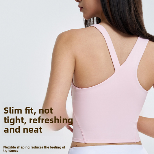 Women's Asymmetric Yoga Vest with Built-in Bra