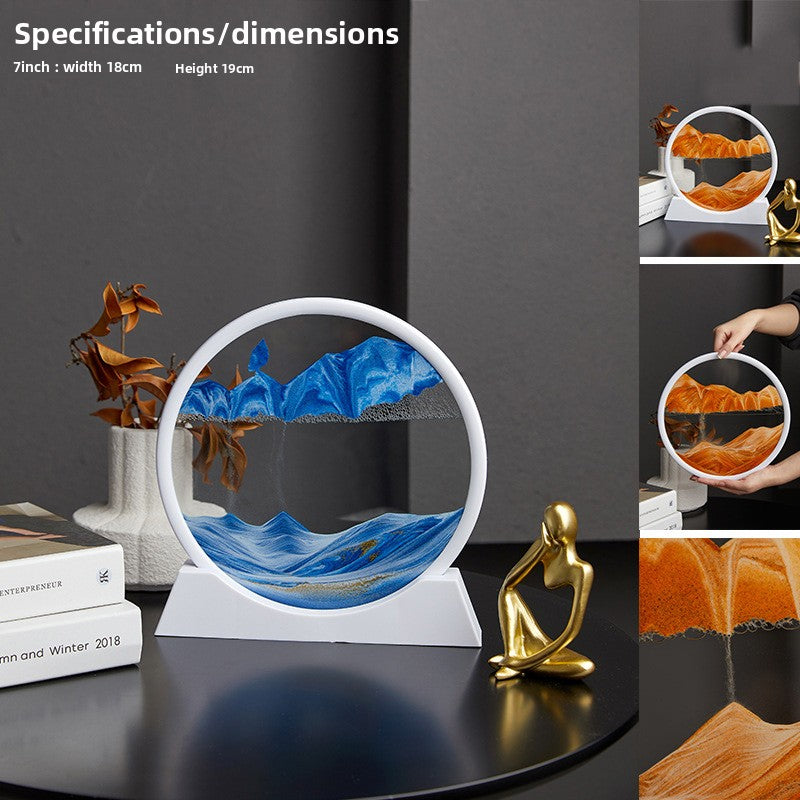 Nordic Quicksand Art Ornament – Glass Frame Landscape Desktop Decor