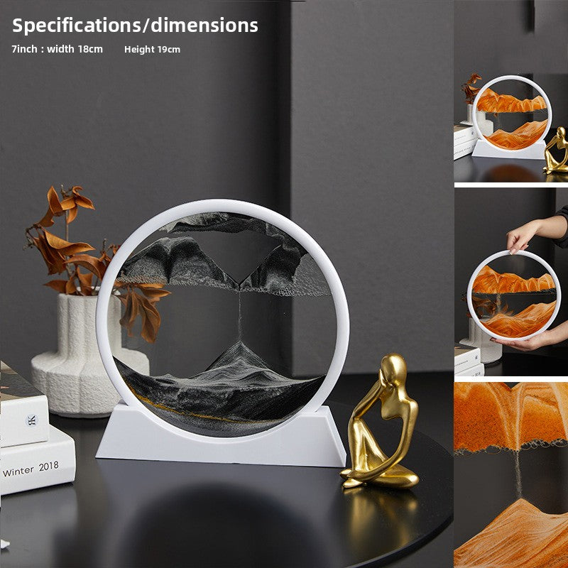 Nordic Quicksand Art Ornament – Glass Frame Landscape Desktop Decor