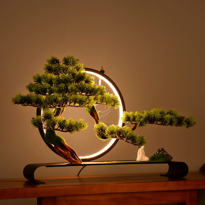 Zen Pine Bonsai Miniature Decoration – Handcrafted Ceramic & Wood