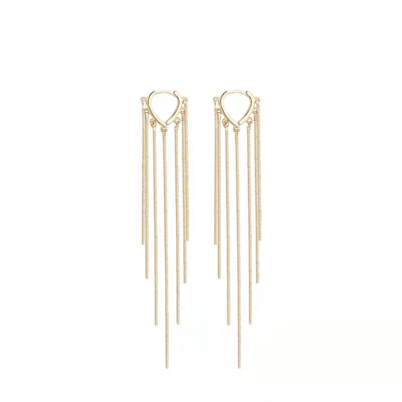 Long Geometric Tassel Earrings - Gold & Silver Copper